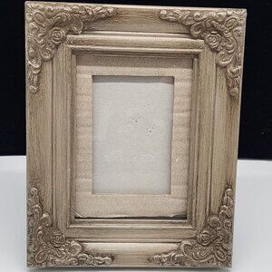 Ornate Baroque Style Picture Frame With Floral Details 8x10 Silver Gray Wash